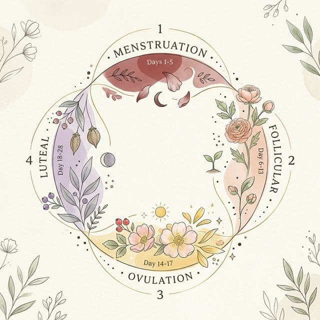 Illustration of the four phases of the menstrual cycle